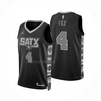 Camiseta San Antonio Spurs DeAaron Fox NO 4 Statement 2024-25 Negro